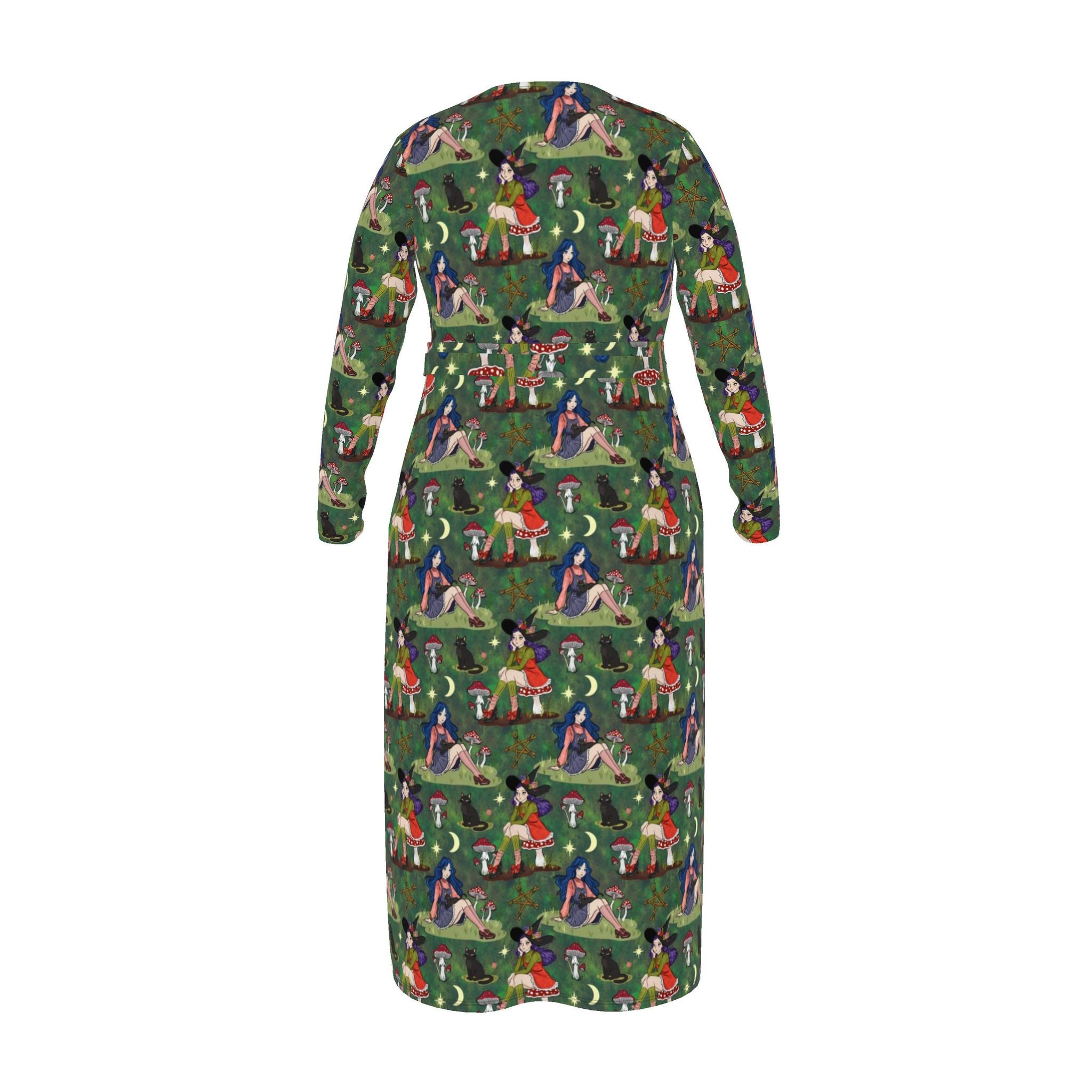 Forest Witch, Toadstools & Cats | Wrap Dress | Made to Order
