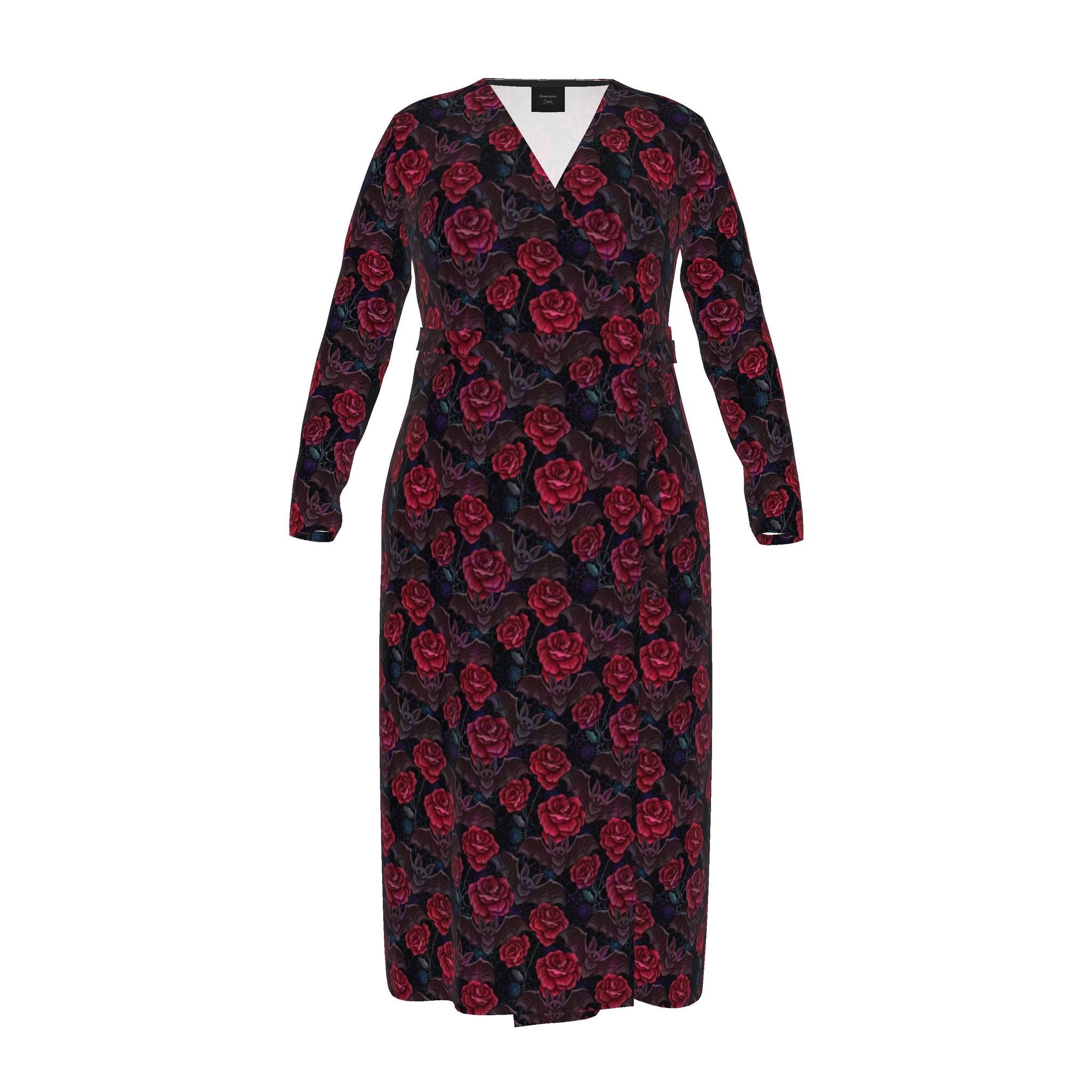Bats and Roses Wrap Dress | Handmade to Order