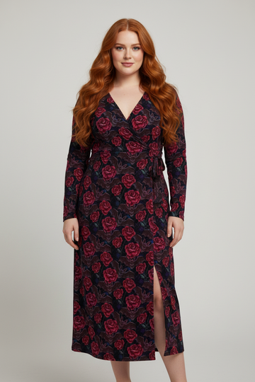 Bats and Roses Wrap Dress | Handmade to Order