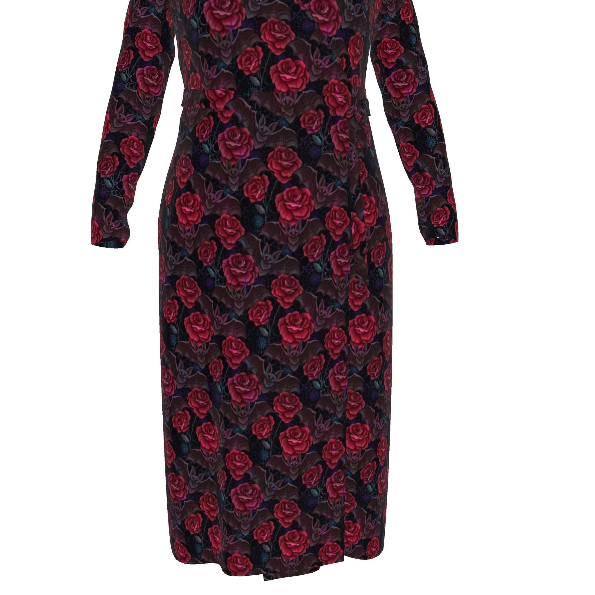 Bats and Roses Wrap Dress | Handmade to Order