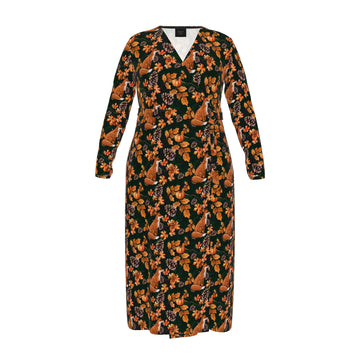 Autumn Foxes and Pumpkins | Wrap Dress | Handmade to Order