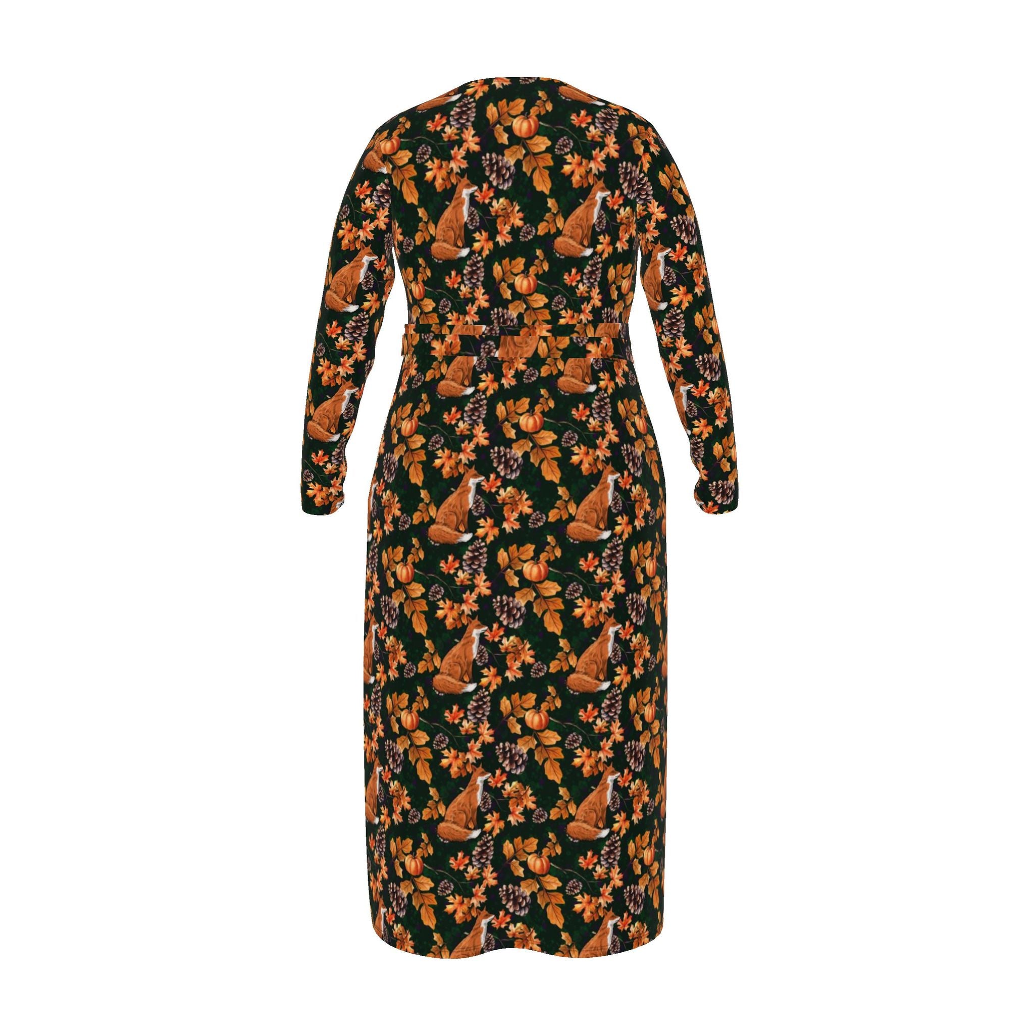 Autumn Foxes and Pumpkins | Wrap Dress | Handmade to Order