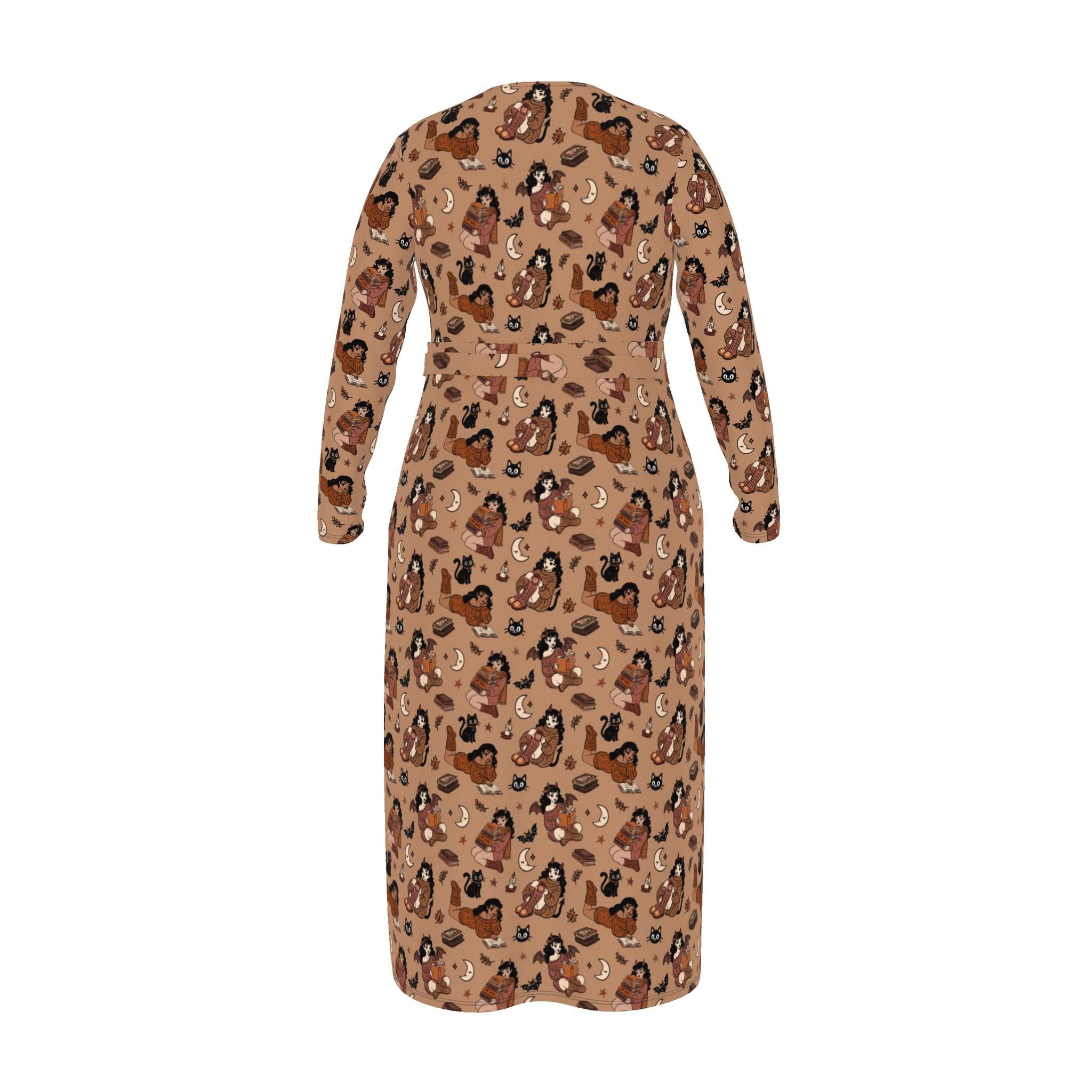 Wrap Dress | Witchy Books, Bats and Cats | Made to Order in the UK