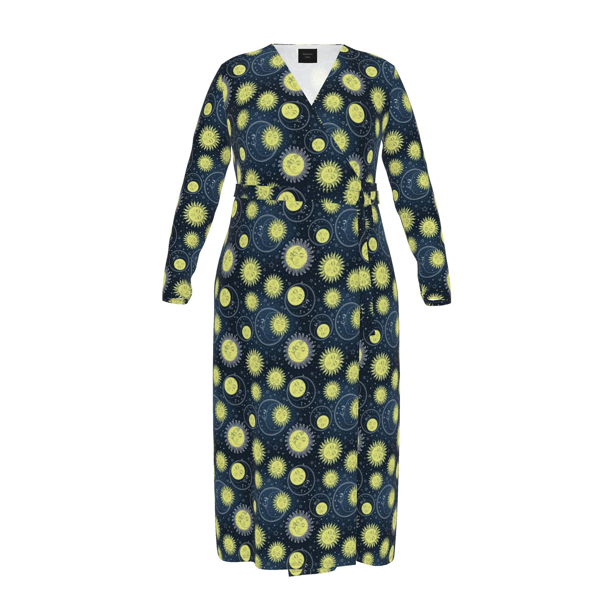 Wrap Dress | 90s Retro Sun and Moons | Made to Order in the UK