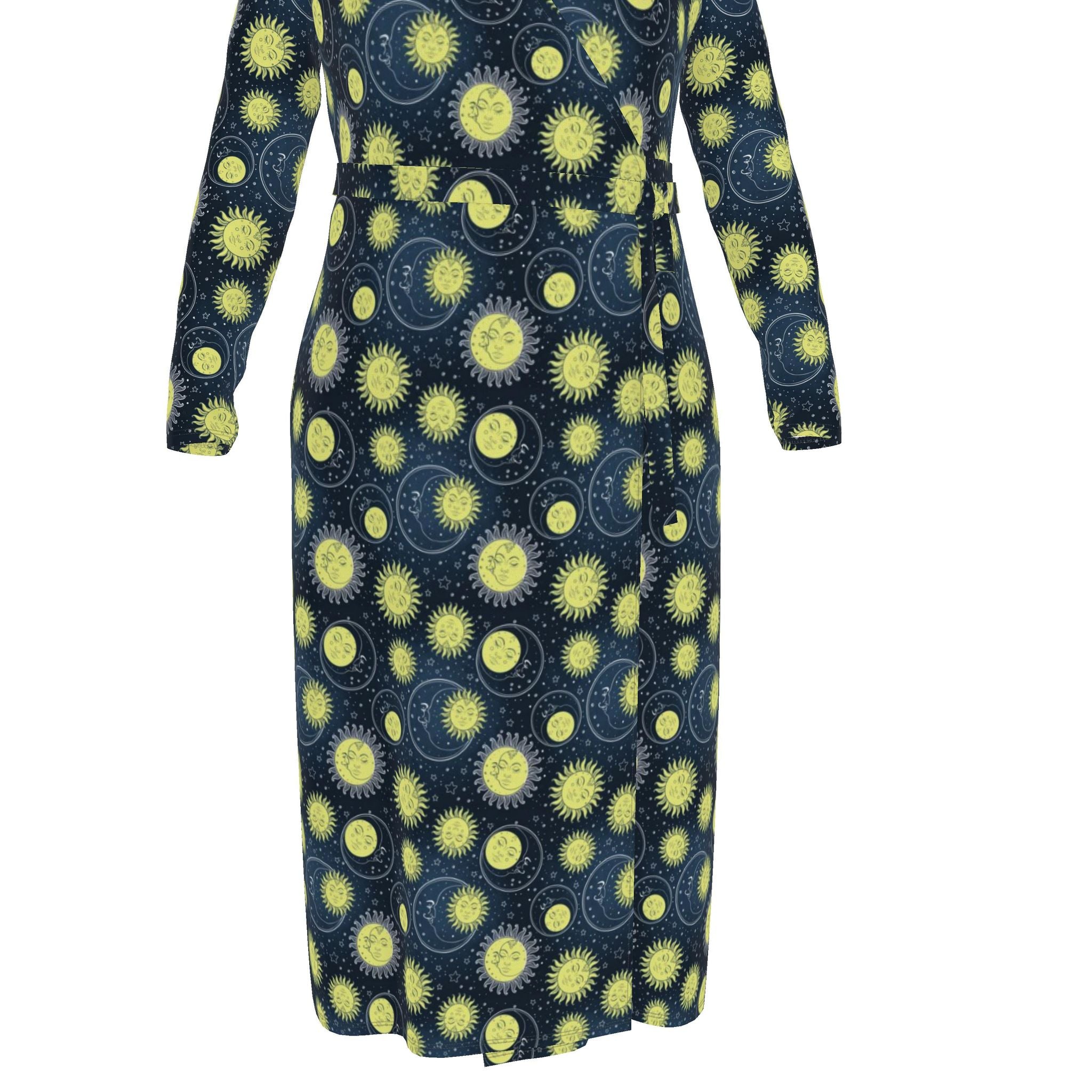 Wrap Dress | 90s Retro Sun and Moons | Made to Order in the UK