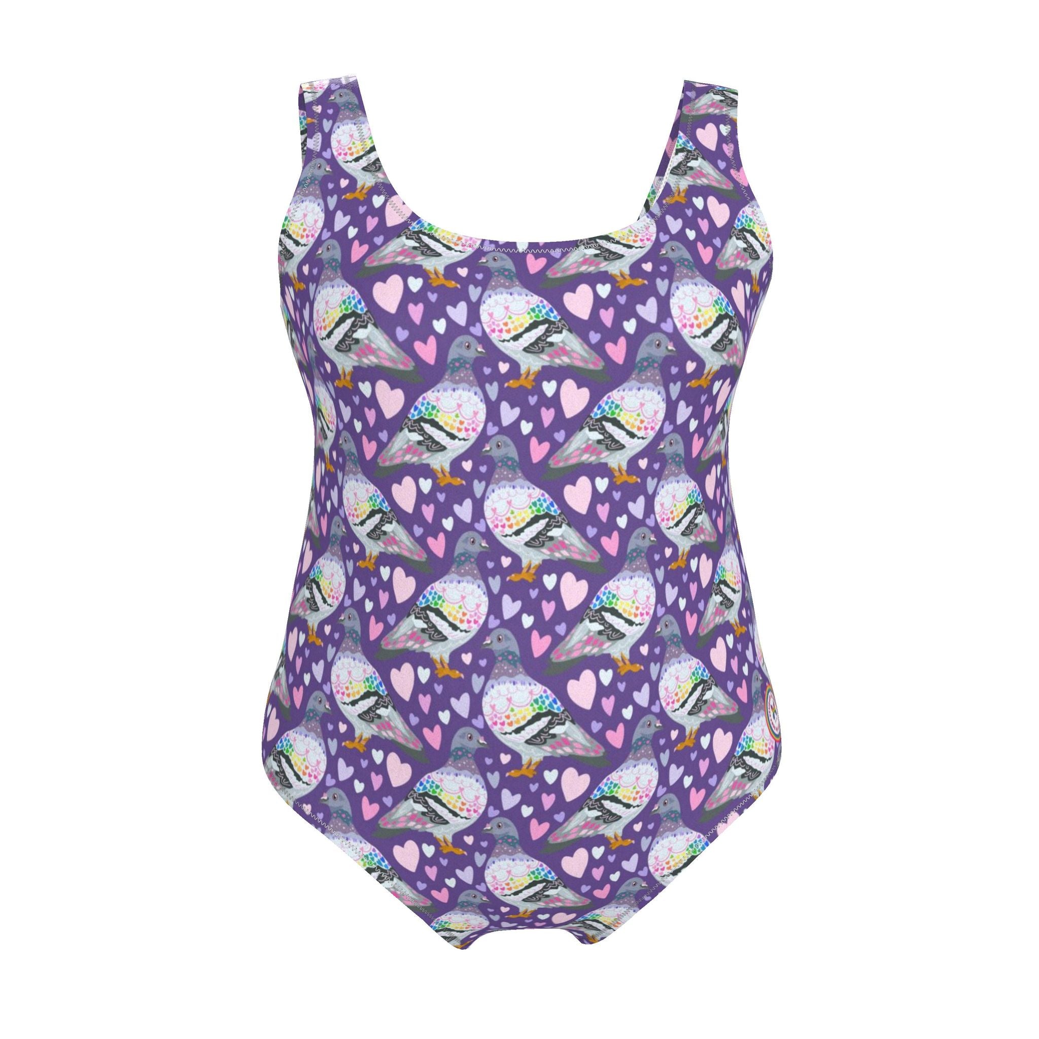 Pigeon Love Print Swimsuit | Inclusive Sizing 2XS–7XL