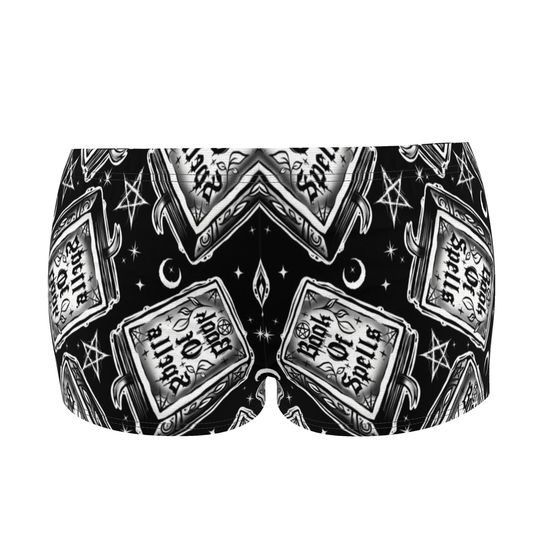 Gothic print swim shorts by Designed By Debz, super short handmade UK swimwear in XXS–7XL size.