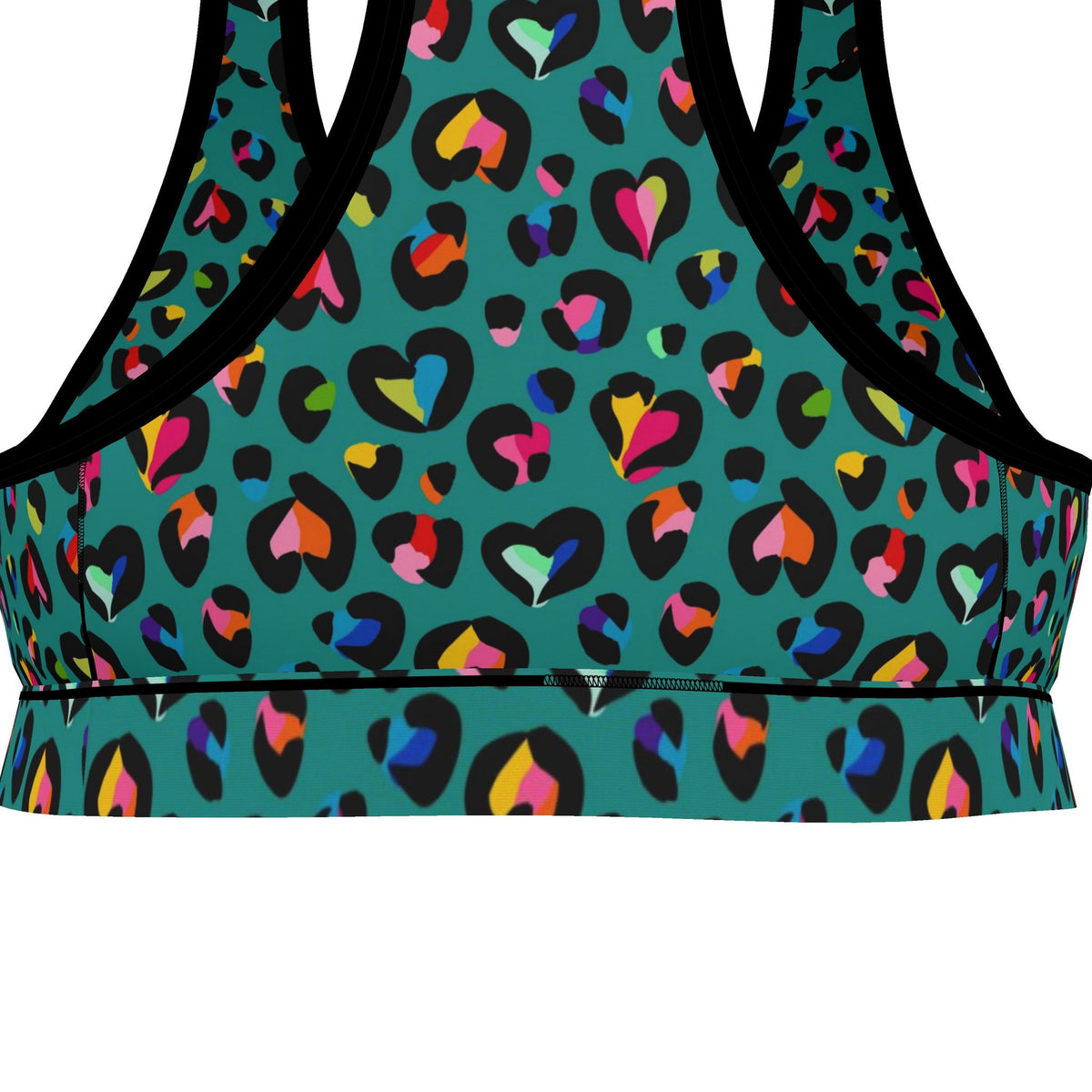 Leopard Print Rainbow Love Hearts| Sports Bra | 2XS-7XL