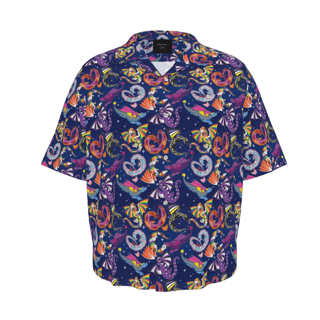 Contrado men's luxury button-up Dragons Pride shirt featuring a detailed dragon print on a classic revere style.