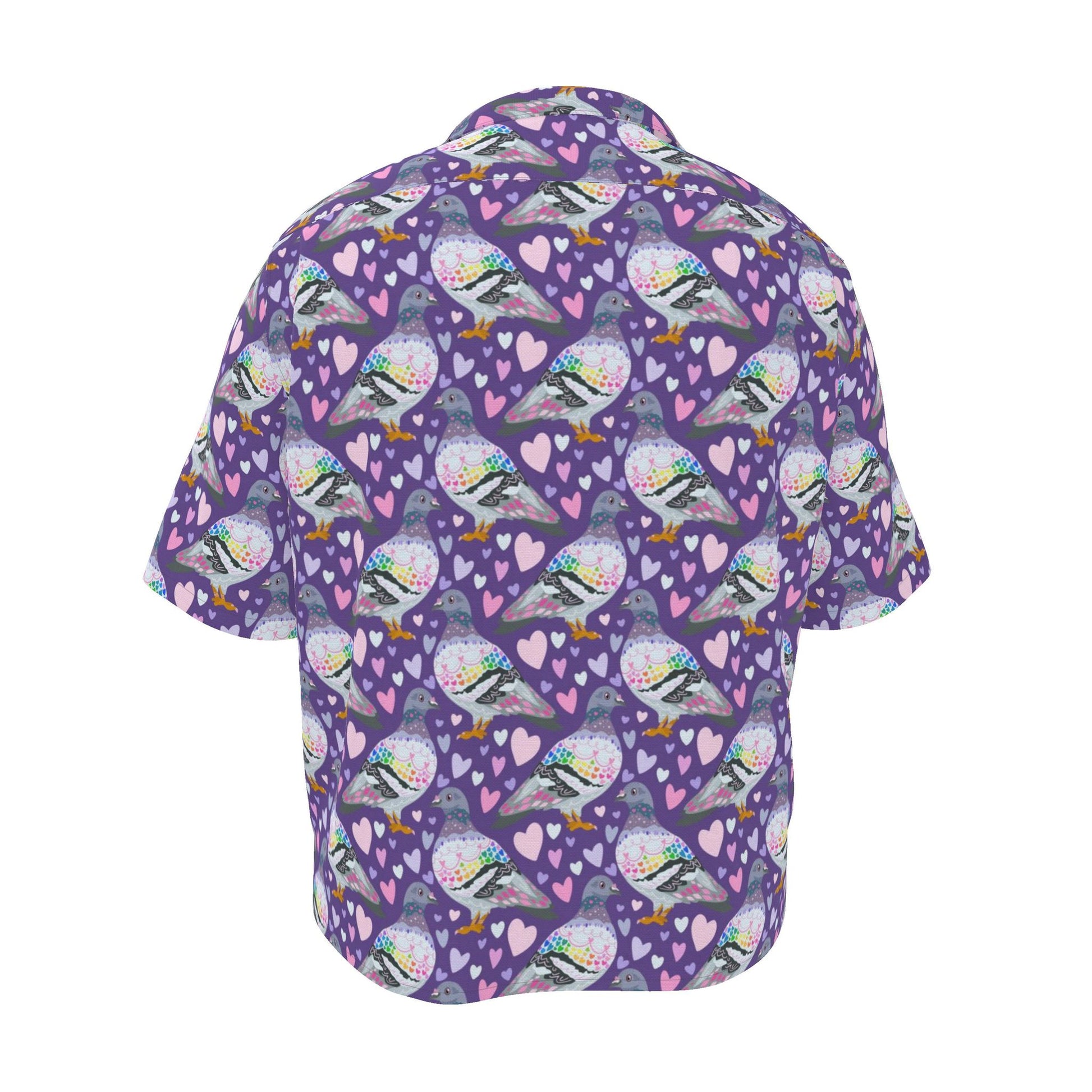 Mens Pigeon Love luxury button-up revere shirt by Contrado, UK-made, featuring a stylish collar and tailored fit.