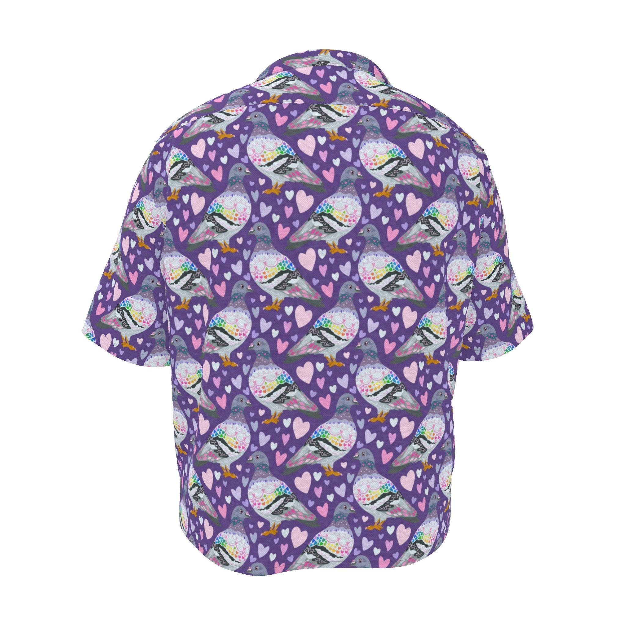 Mens Pigeon Love luxury button-up revere shirt by Contrado, UK-made, featuring a stylish collar and tailored fit.
