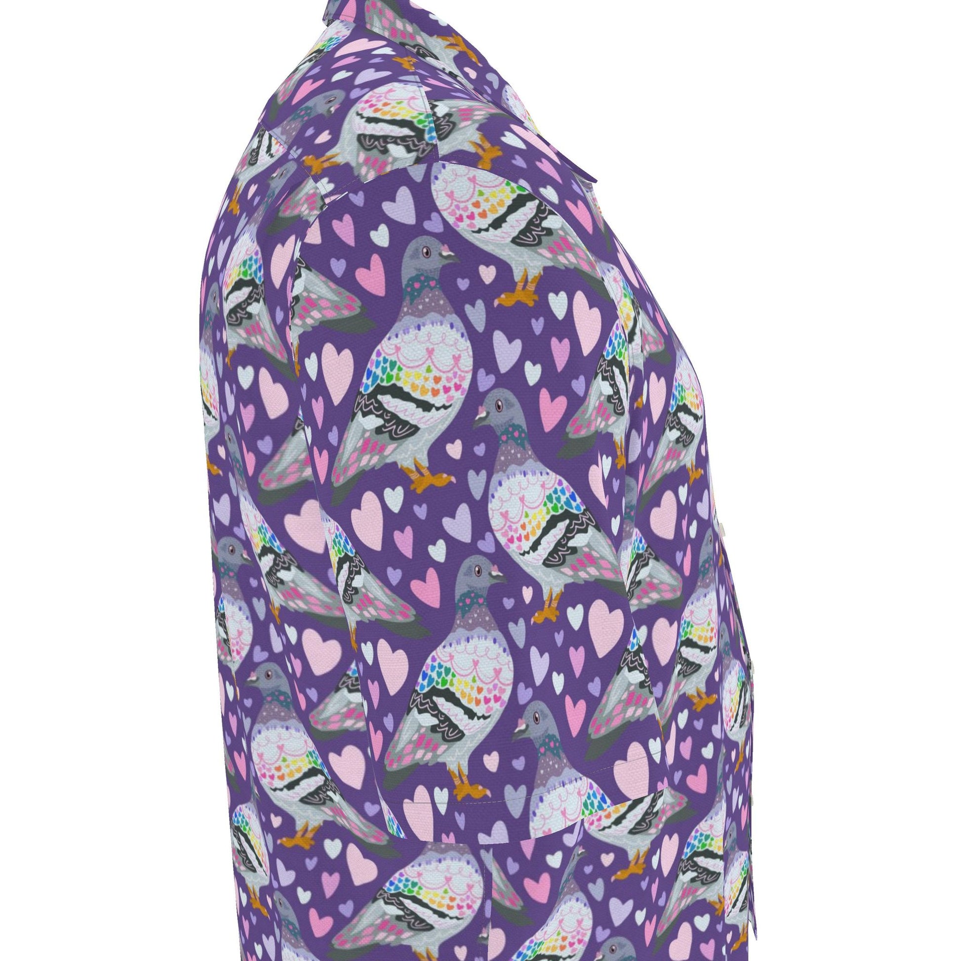 Contrado men's Pigeon Love luxury revere button-up shirt, UK made, featuring a stylish design and tailored fit.