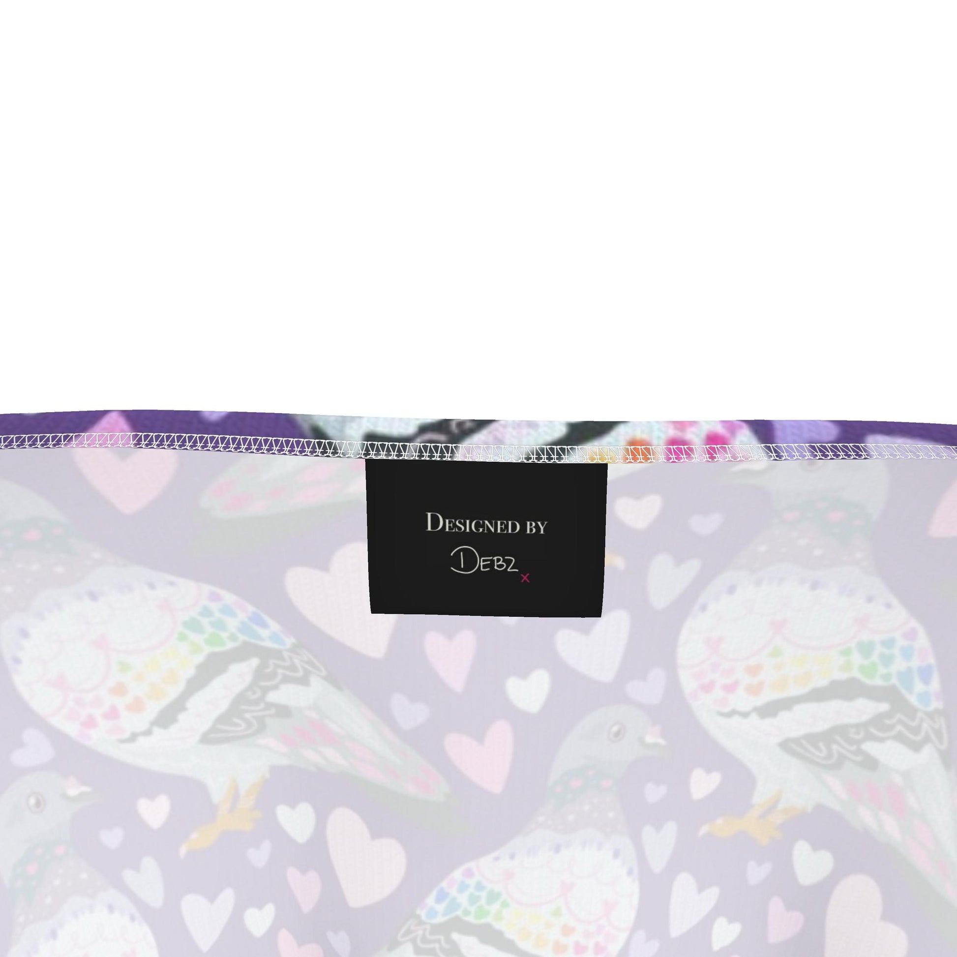 Ladies pigeon print crop top by Contrado featuring a unique pigeon design, handmade in the UK, perfect for casual wear.