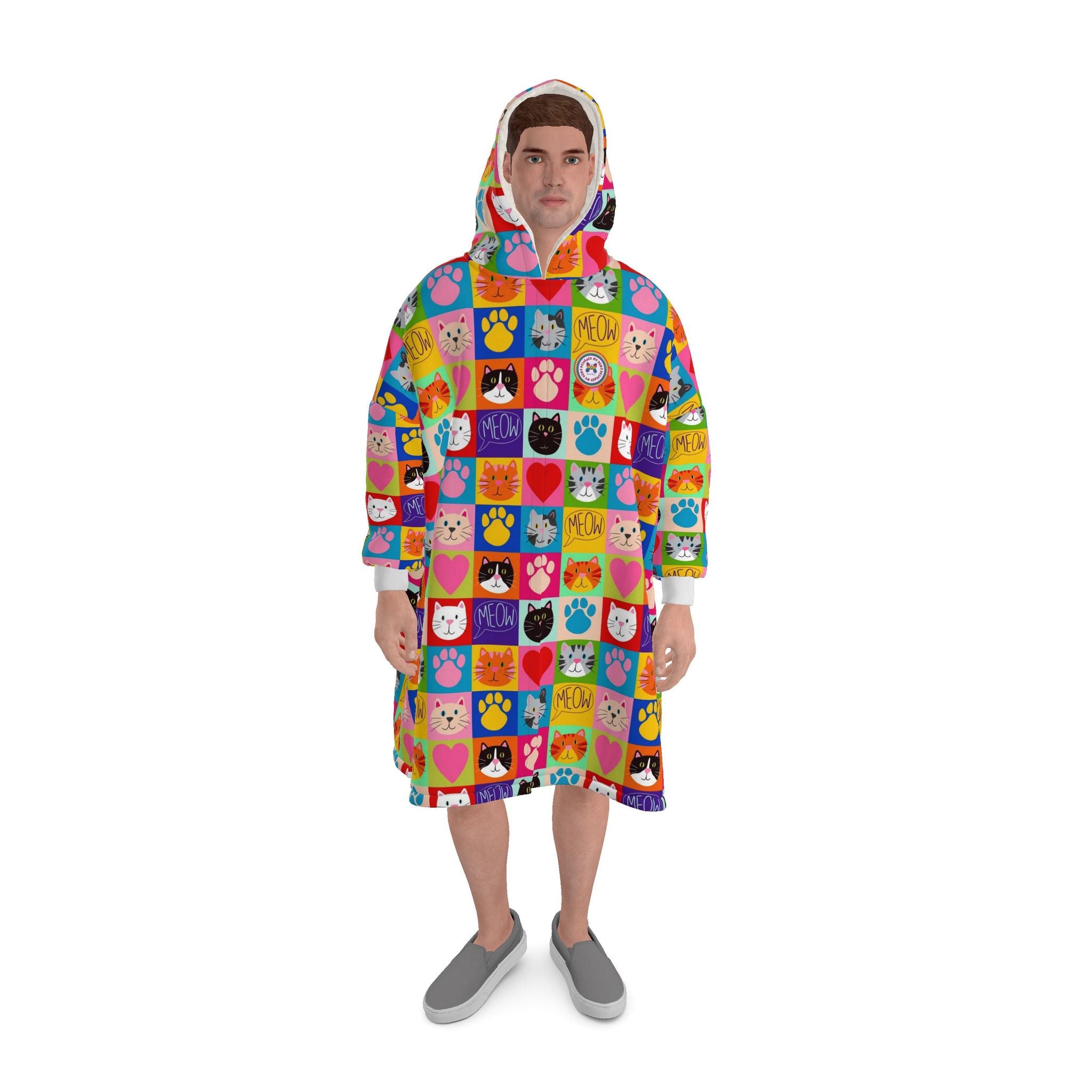 Patchwork Cats Waterproof Changing Drying Robe | Customise your own