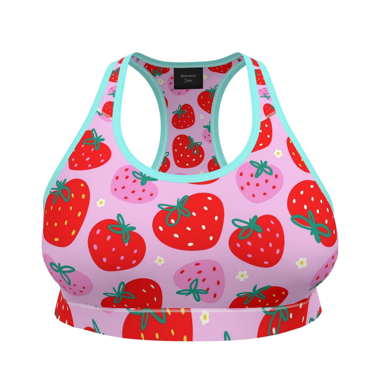 Scrummy Strawberries Sports Bra | 2XS-7XL