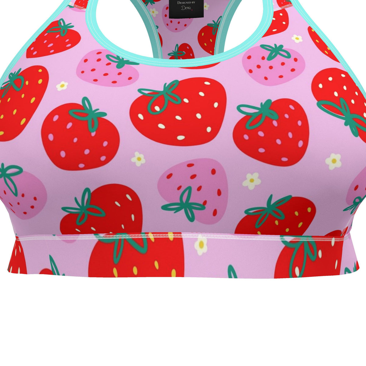 Scrummy Strawberries Sports Bra | 2XS-7XL