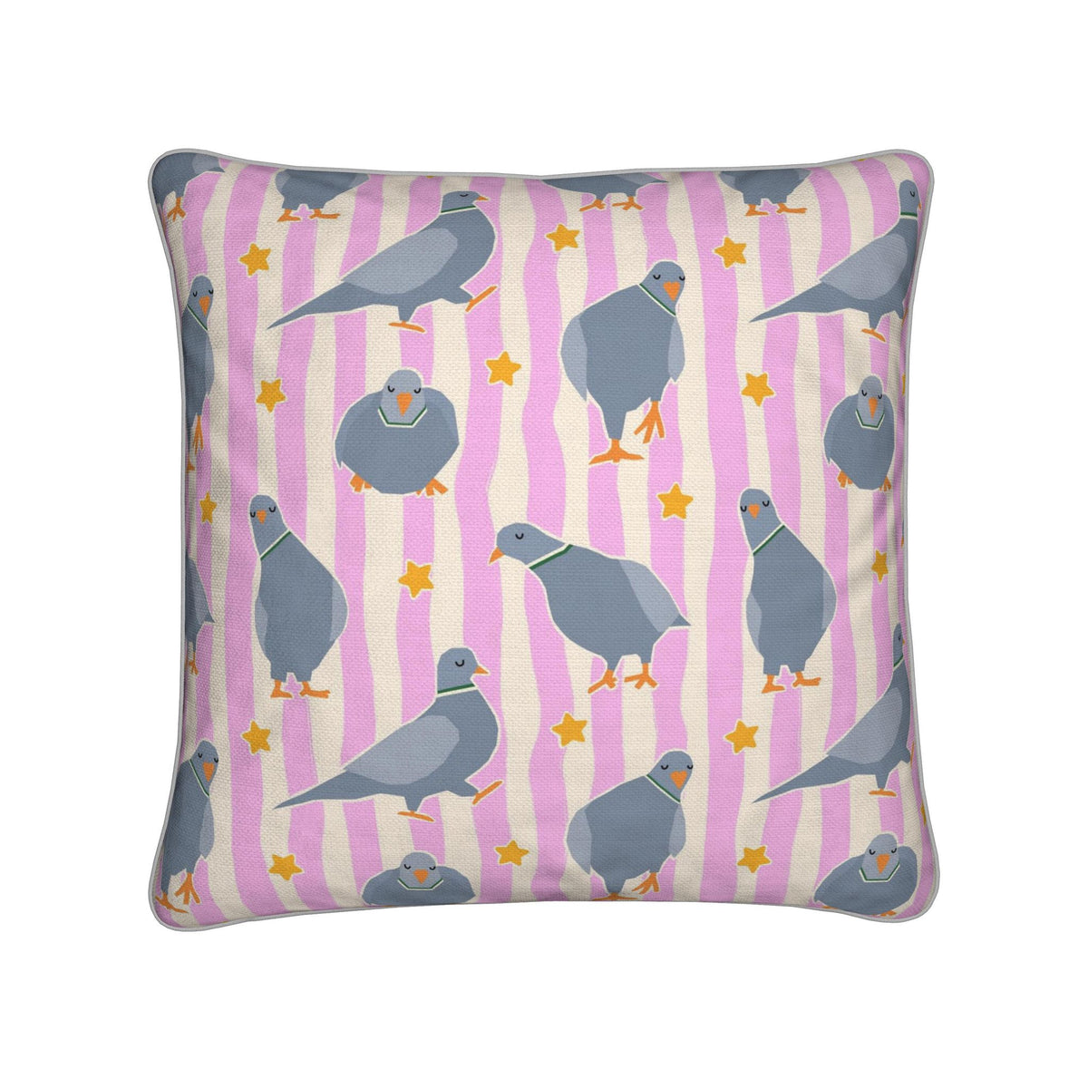 Pink Pigeon Party Cushion Cover | Made to Order in the UK