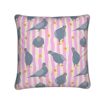 Pink Pigeon Party Cushion Cover | Made to Order in the UK
