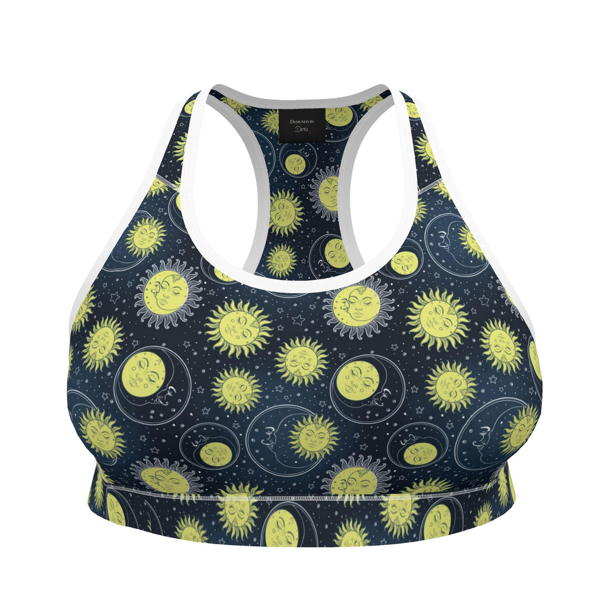 Retro 90s Suns and Moons Sports Bra | 2XS-7XL