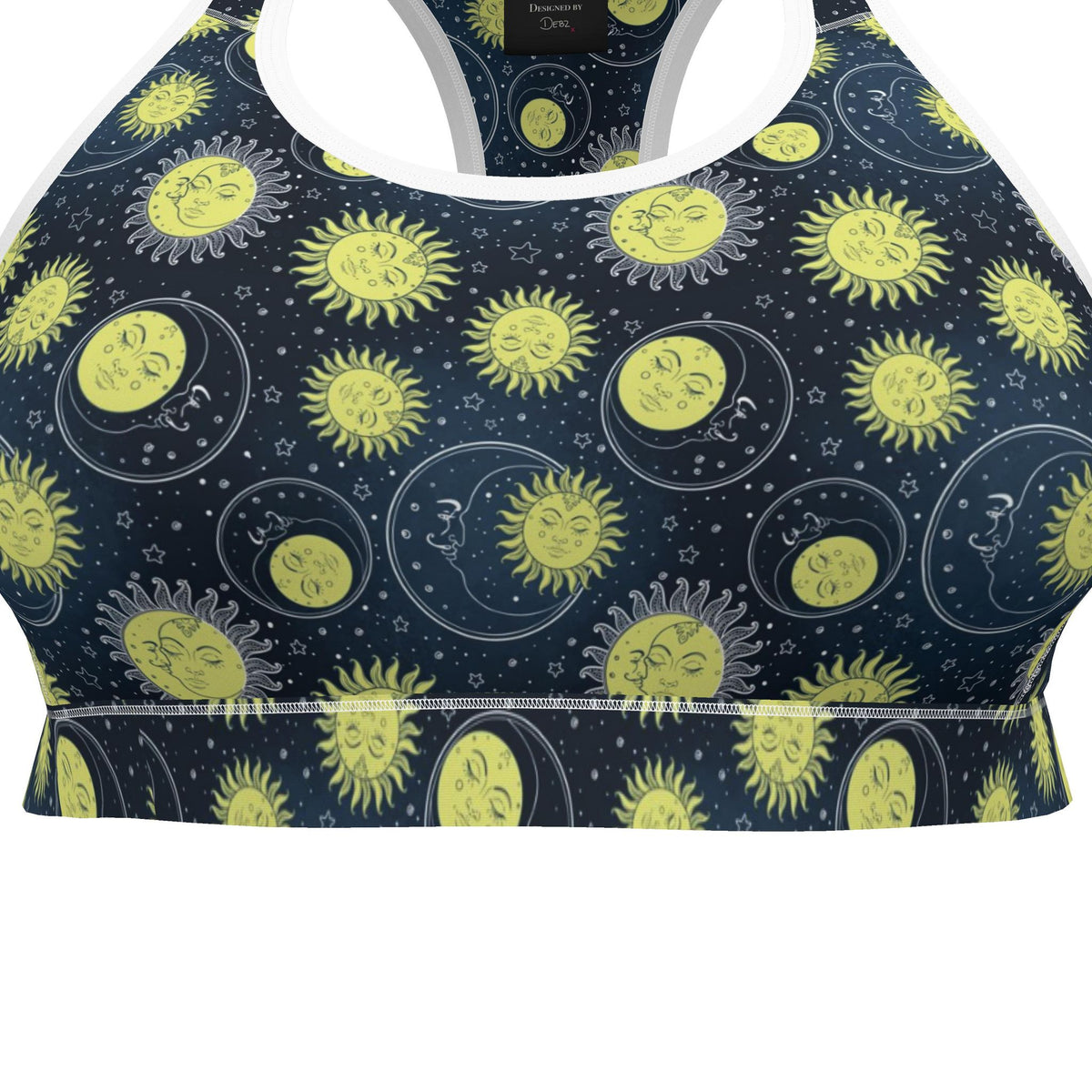 Retro 90s Suns and Moons Sports Bra | 2XS-7XL