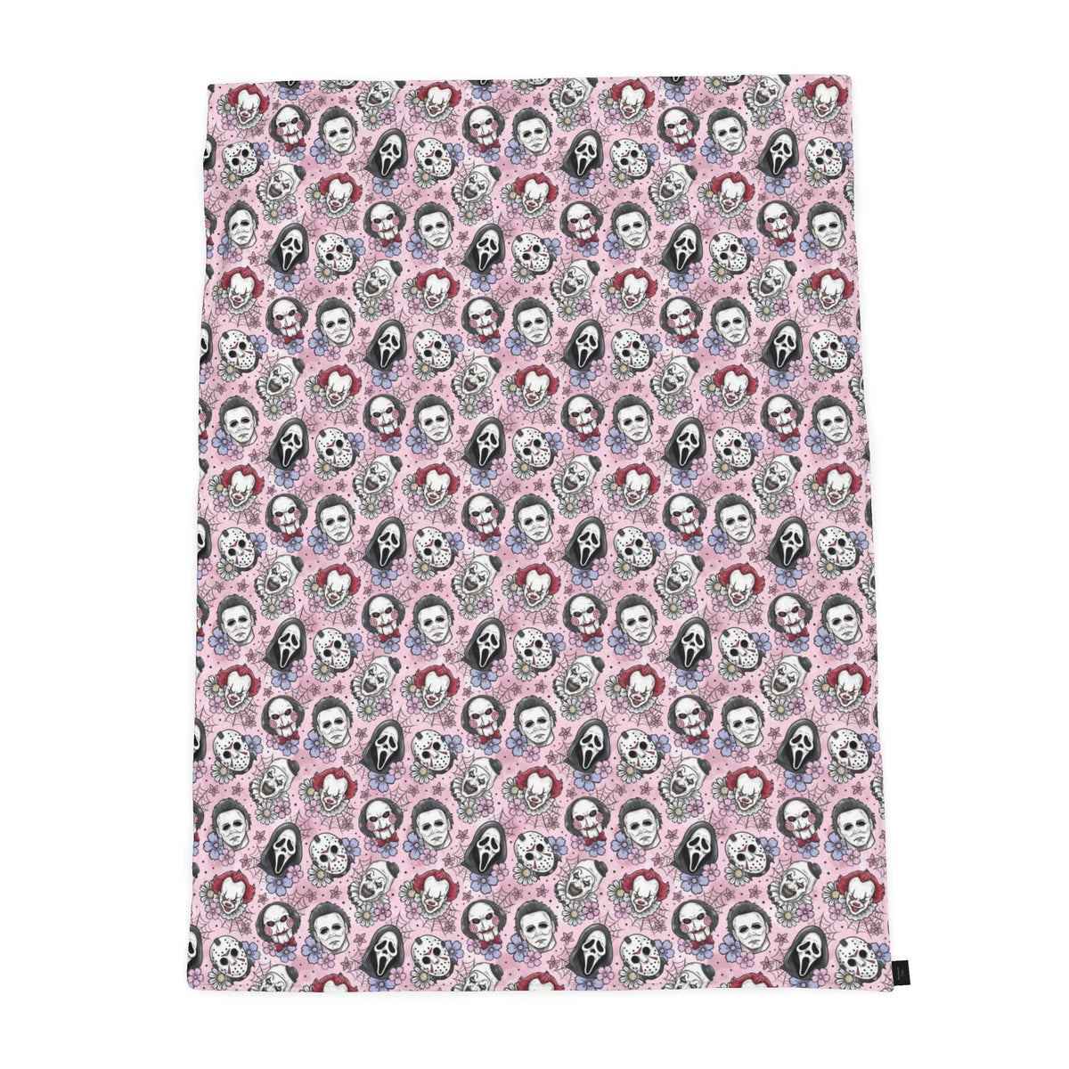 Pink Halloween Monster Faces Throw Blanket