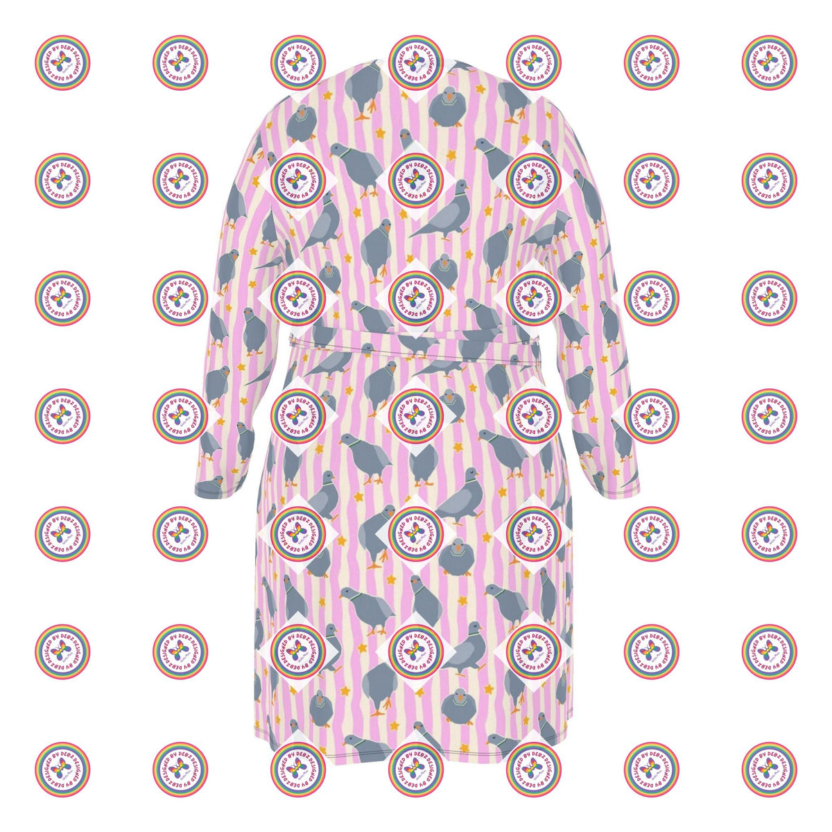 Pink Pigeon Party Wrap Dress | Regular or Long | 2XS-7XL