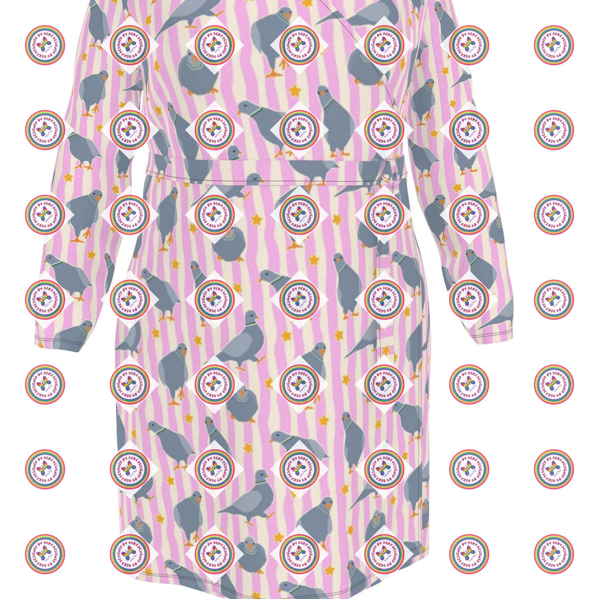 Pink Pigeon Party Wrap Dress | Regular or Long | 2XS-7XL