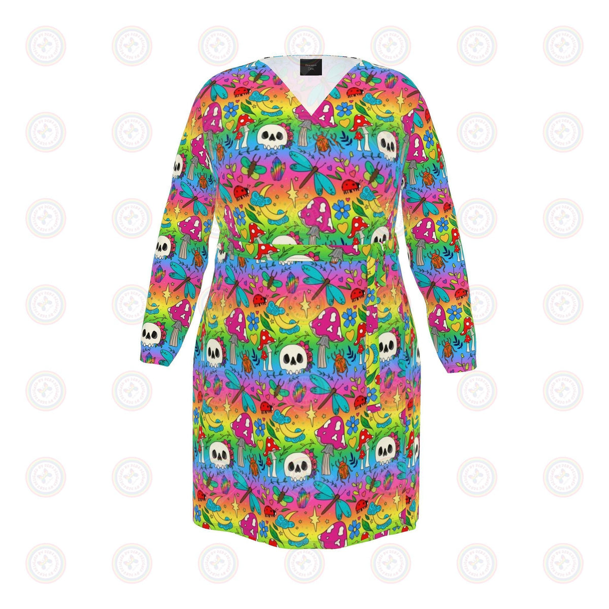 Bright Spring Rainbow Wrap Dress UK 4 -26