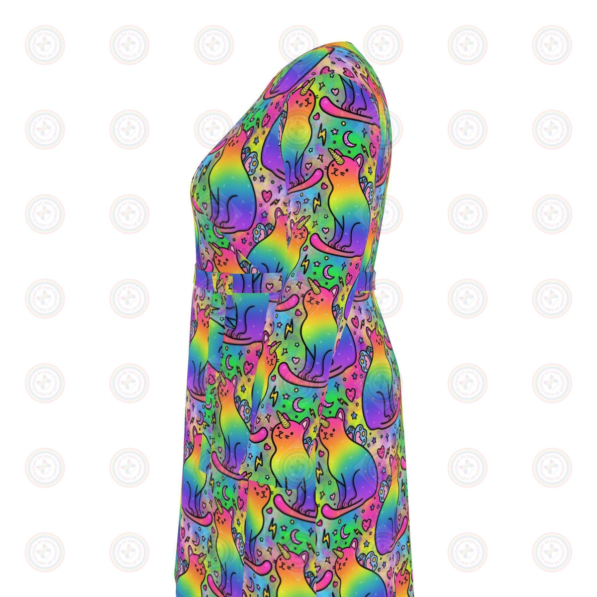 Rainbow Fairy Unicorn Cats Wrap Dress UK 4 -26