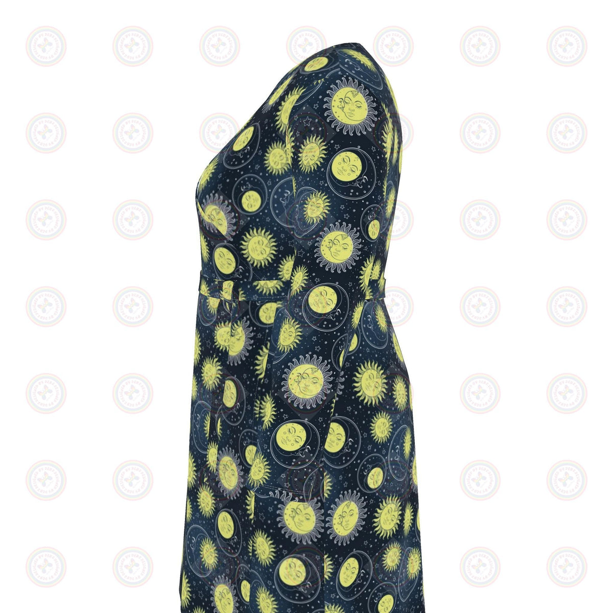 90's Retro Suns and Moons Wrap Dress UK 4 -26