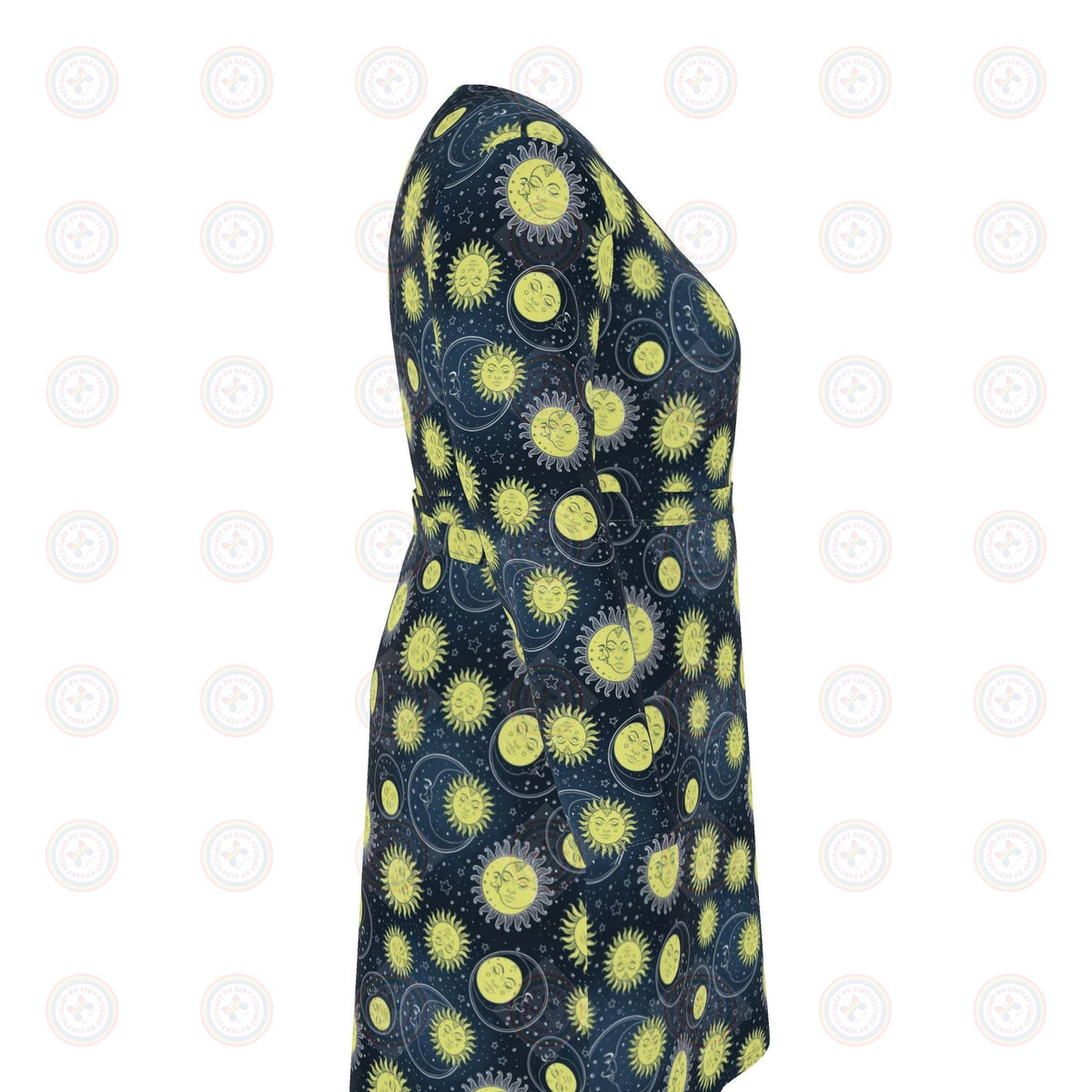 90's Retro Suns and Moons Wrap Dress UK 4 -26