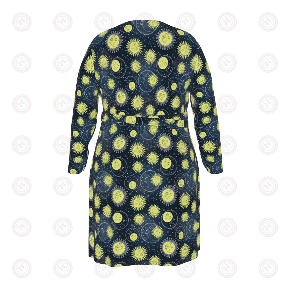90's Retro Suns and Moons Wrap Dress UK 4 -26