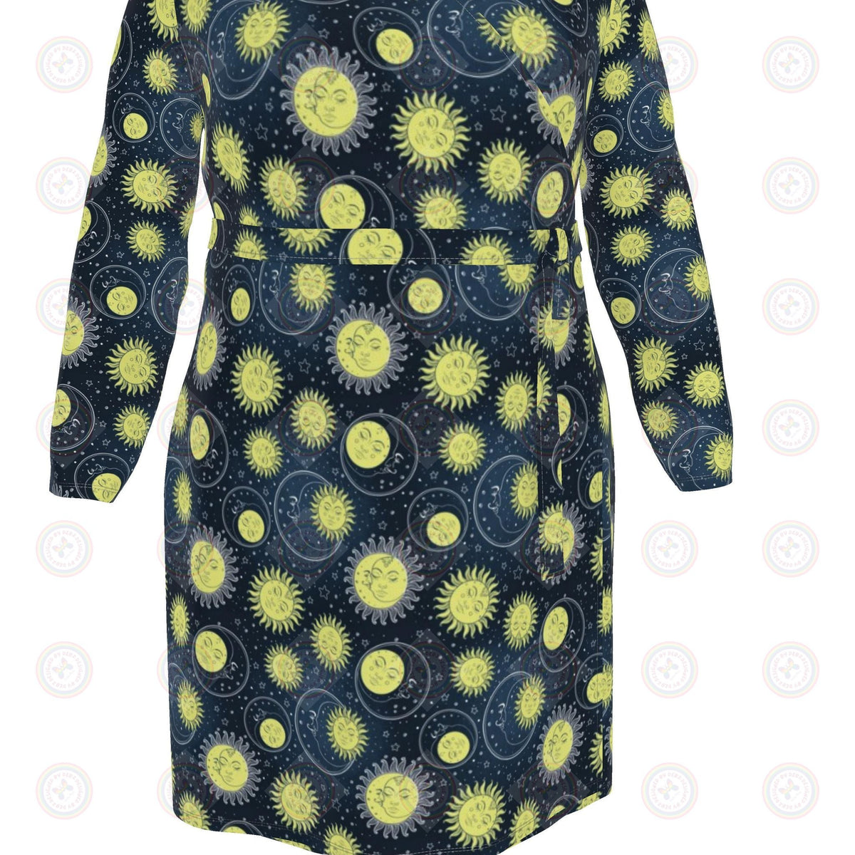 90's Retro Suns and Moons Wrap Dress UK 4 -26