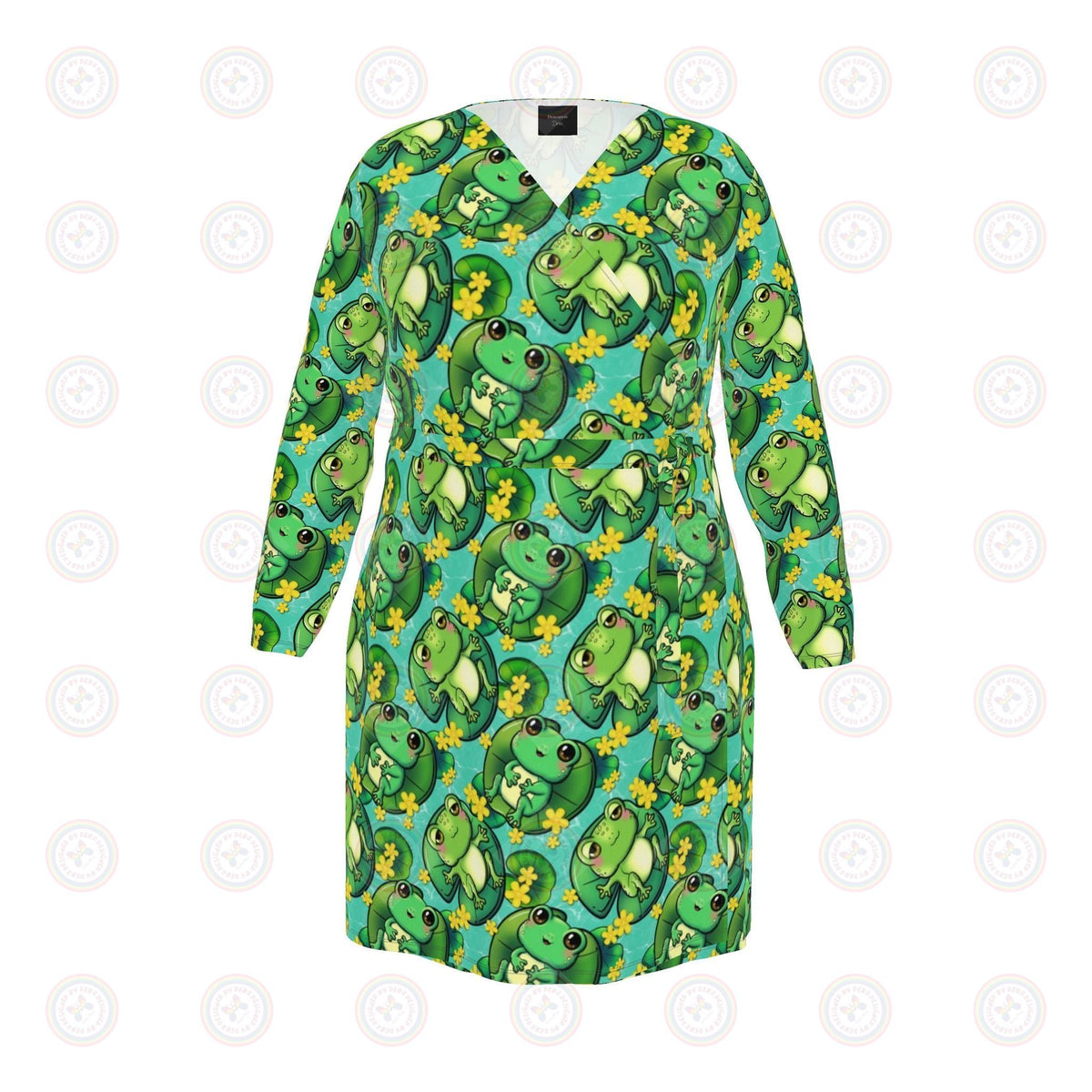 Happy frogs on Lily pads Wrap Dress UK 4 -26