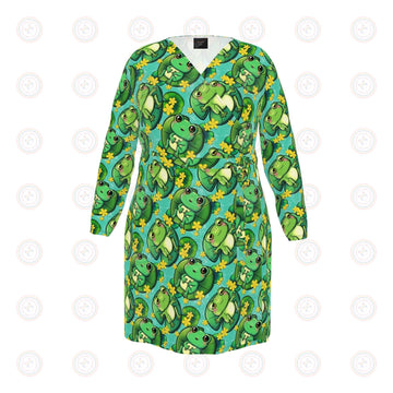 Happy frogs on Lily pads Wrap Dress UK 4 -26