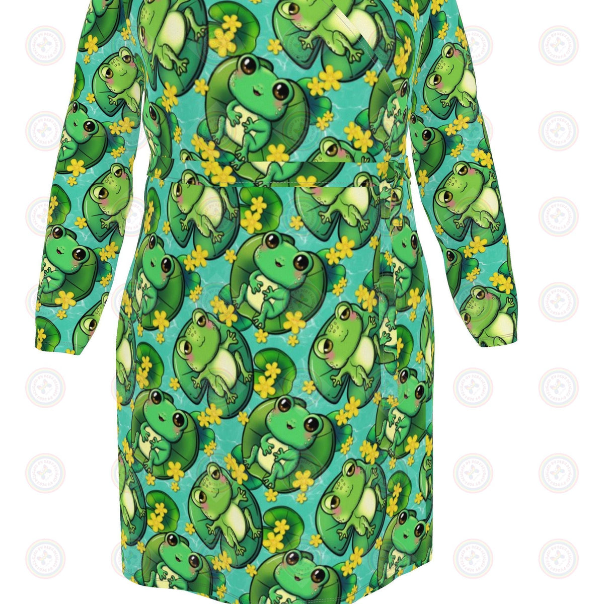 Happy frogs on Lily pads Wrap Dress UK 4 -26