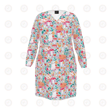 Cats and Mushrooms Wrap Dress UK 4 -26