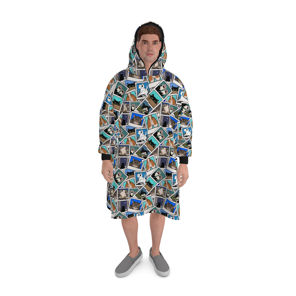 Waterproof Dry Changing Robe | Cat Polaroids | UK Made