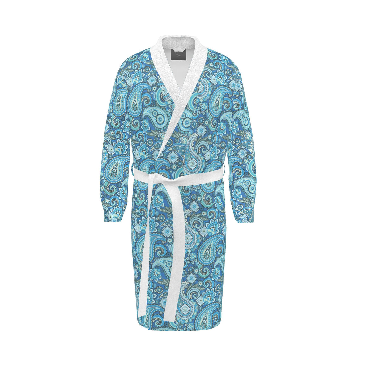 Blue Paisley Print Terry Towelling Dressing Gown | Made in the UK