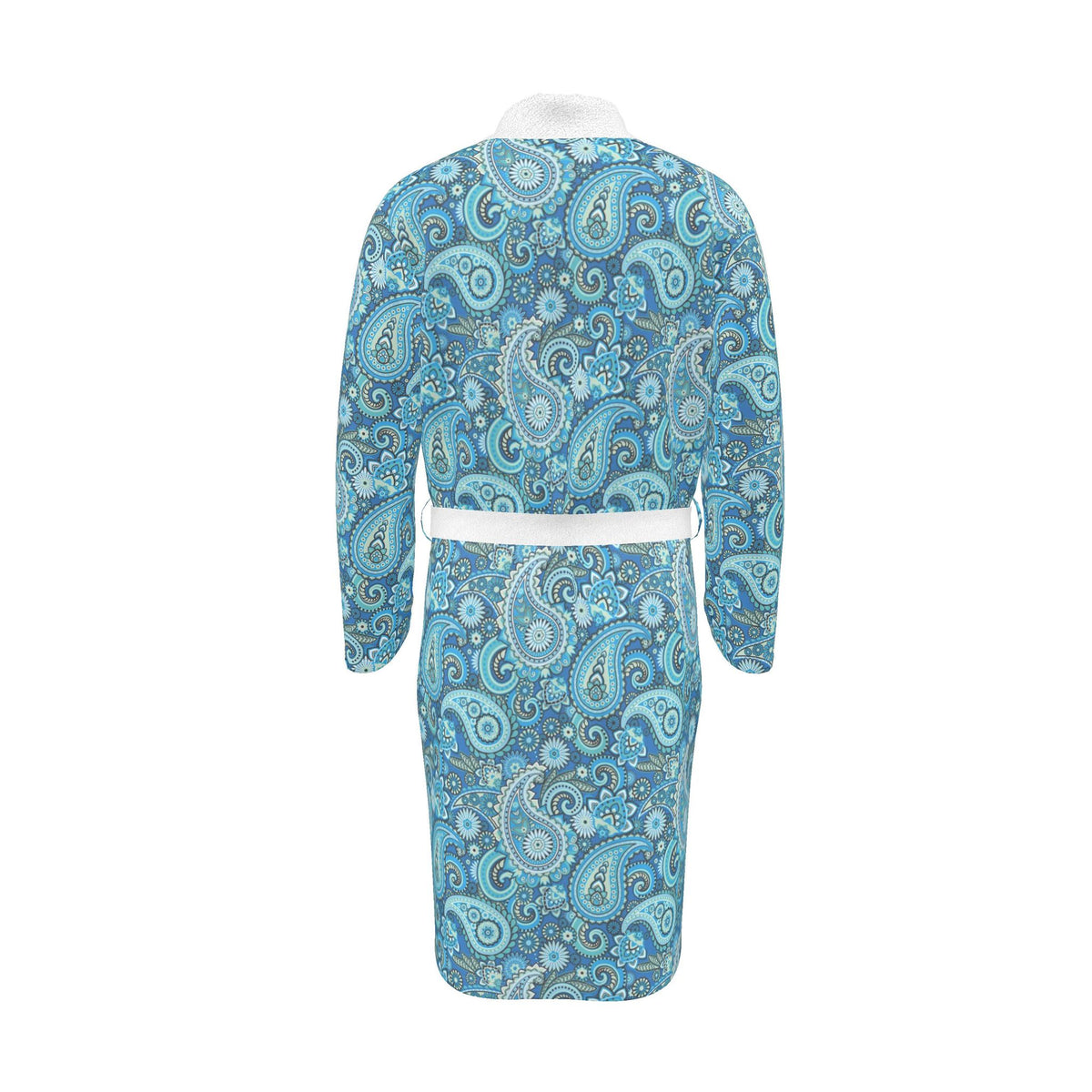 Blue Paisley Print Terry Towelling Dressing Gown | Made in the UK
