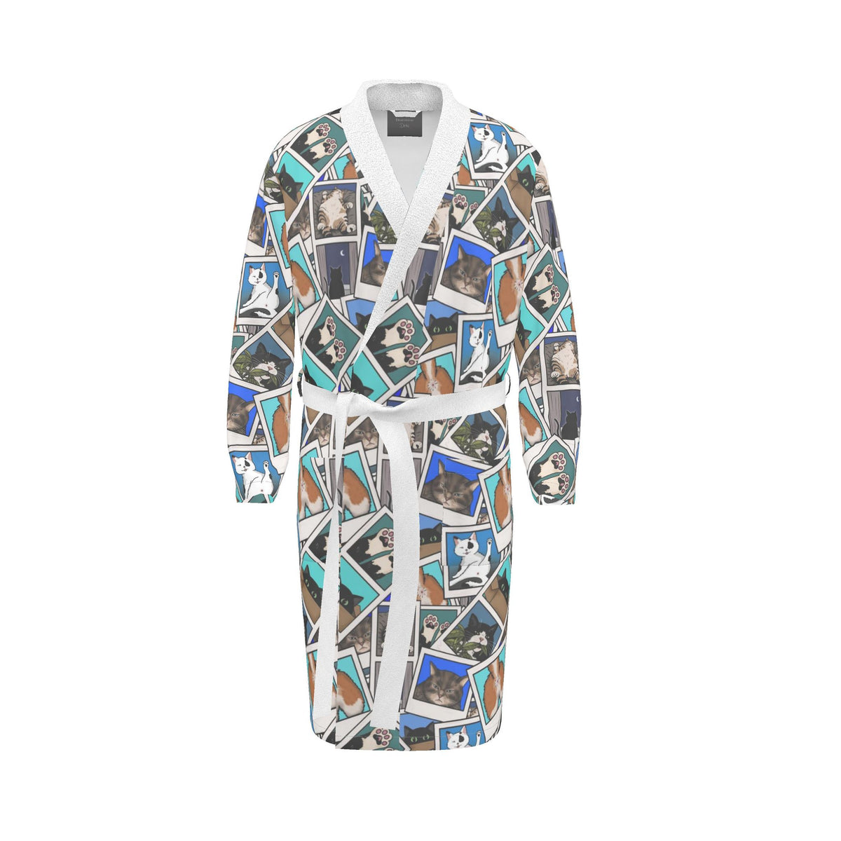 Cat Polaroid Terry Towelling Dressing Gown