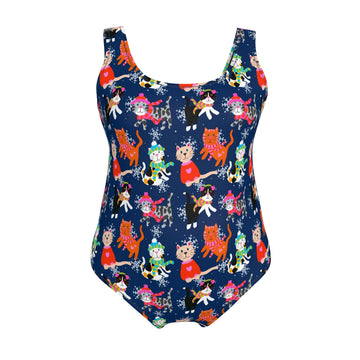 Swimsuit | Christmas Cats and snowflakes | UK Made