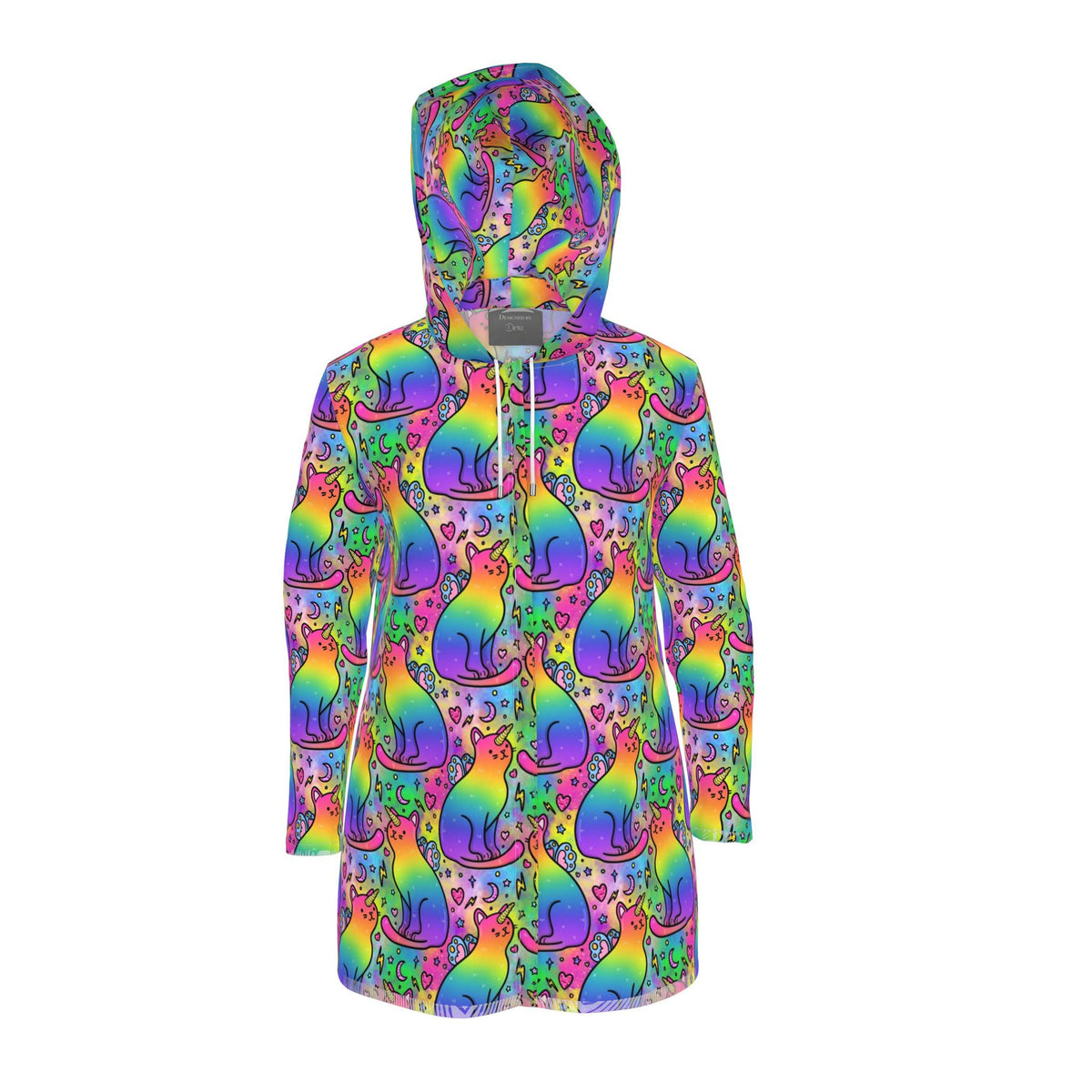 Hooded Rainbow Unicorn Fairy Cats Rain Mac | Made in the UK