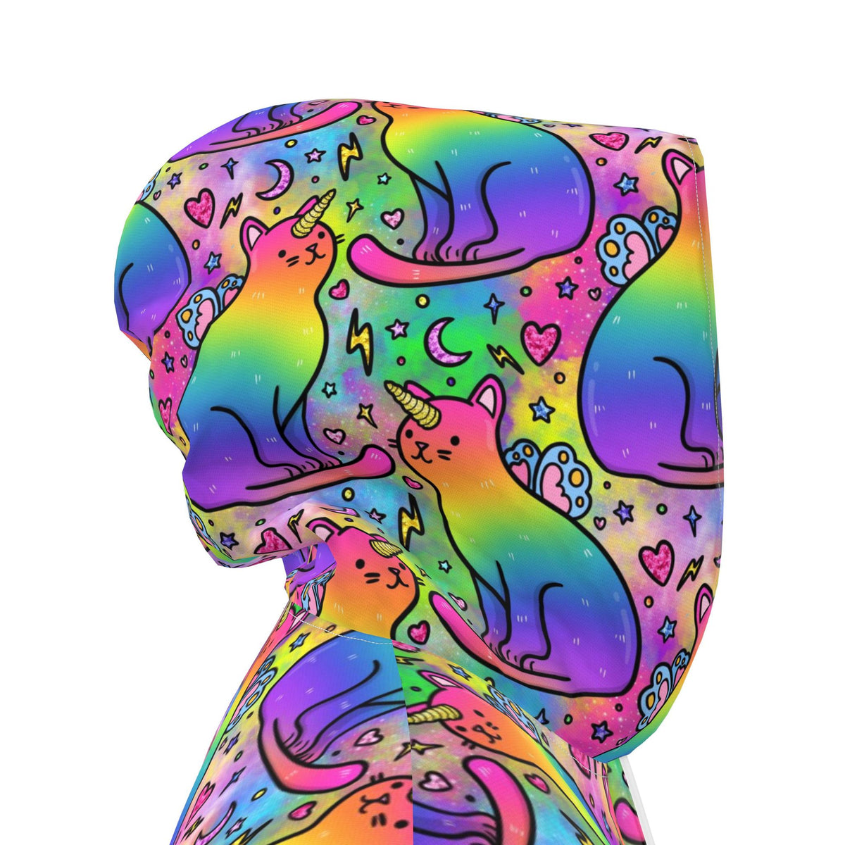 Hooded Rainbow Unicorn Fairy Cats Rain Mac | Made in the UK