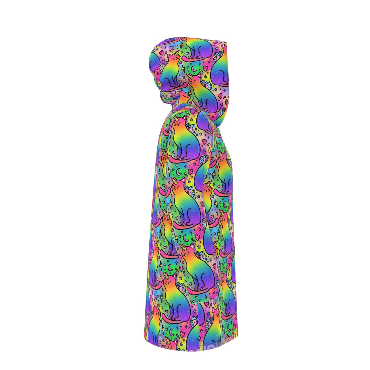Hooded Rainbow Unicorn Fairy Cats Rain Mac | Made in the UK