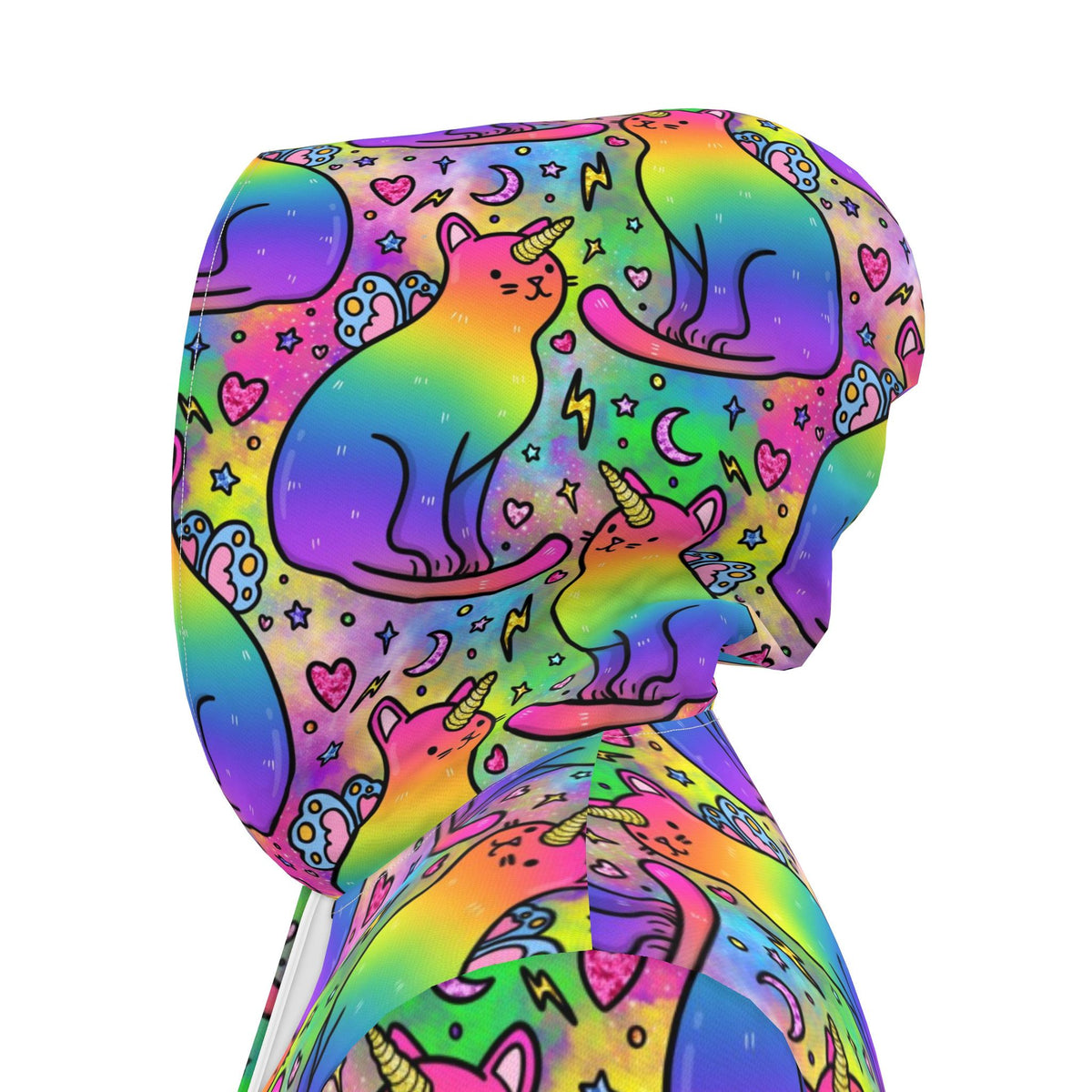 Hooded Rainbow Unicorn Fairy Cats Rain Mac | Made in the UK