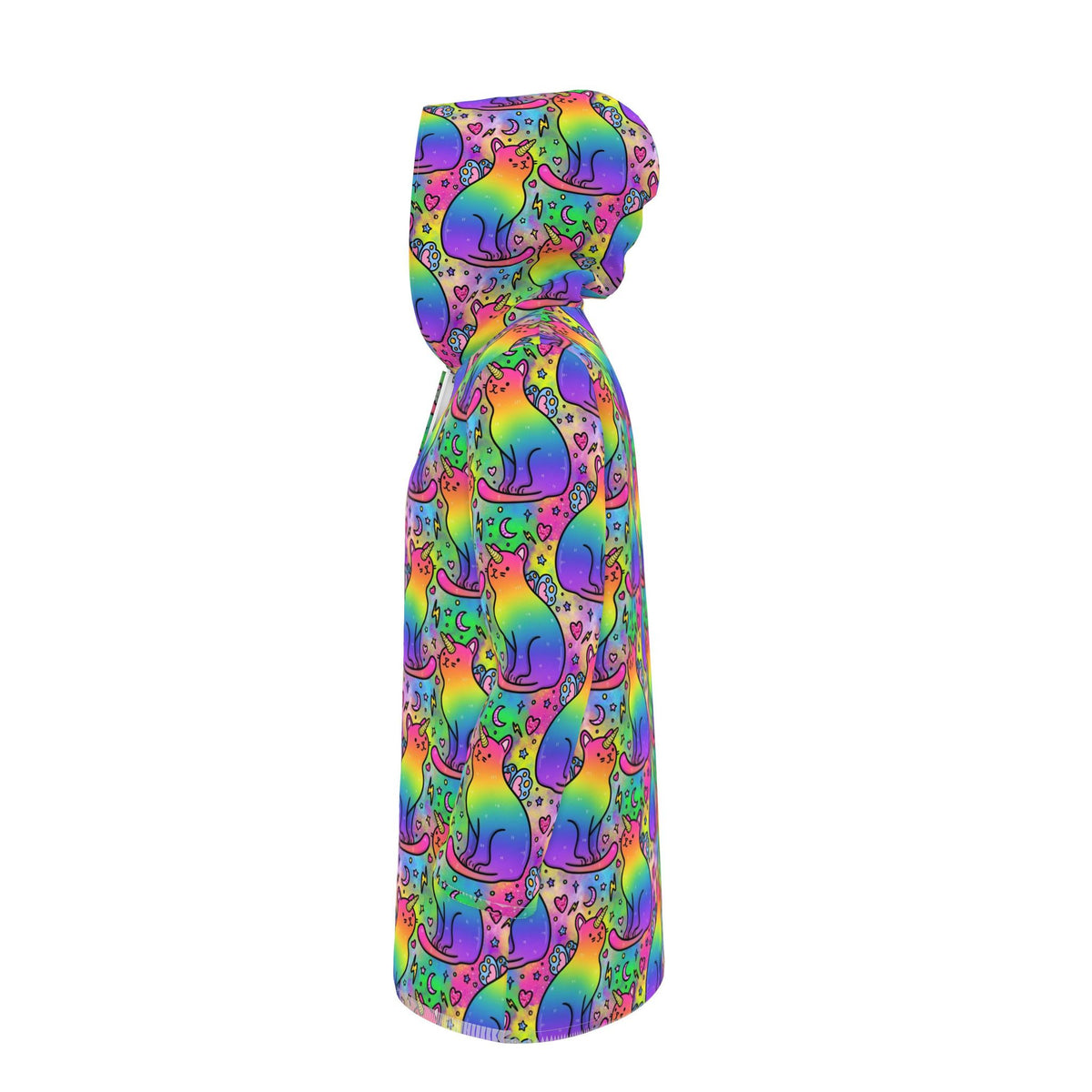 Hooded Rainbow Unicorn Fairy Cats Rain Mac | Made in the UK