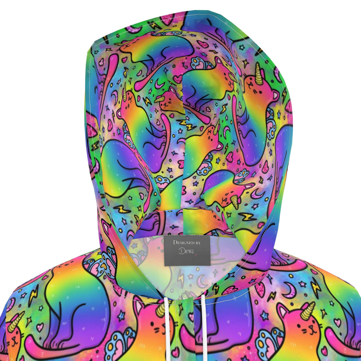 Hooded Rainbow Unicorn Fairy Cats Rain Mac | Made in the UK