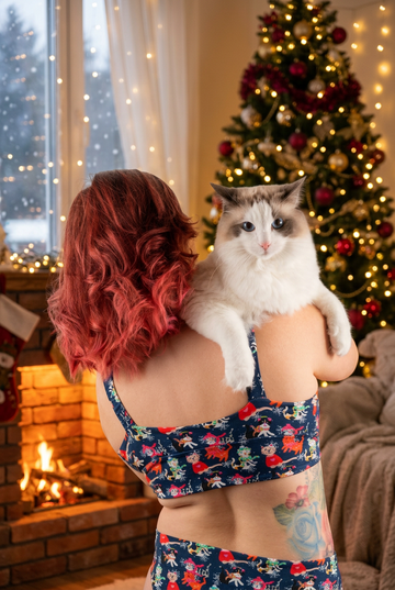 Winter Cats and Snowflakes | Organic Soft Cup Bra | A-O Cup