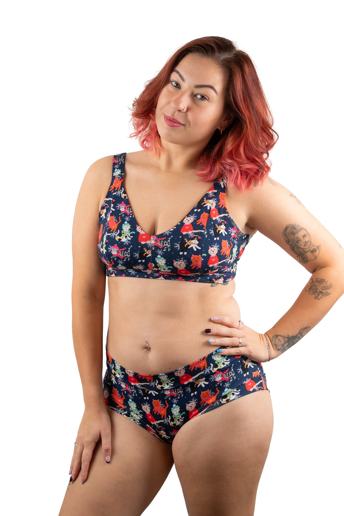 Winter Cats and Snowflakes | Organic Soft Cup Bra | A-O Cup